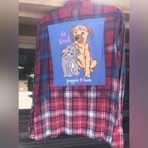 Rad Olive Puppy Love Unisex Flannel